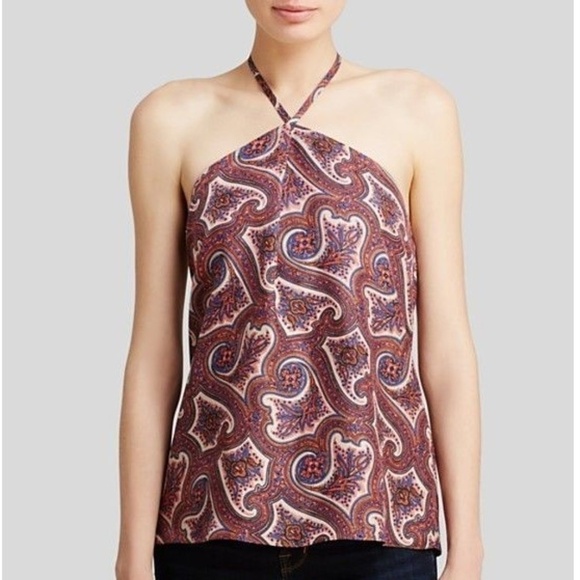 Theory Stasinia Verdana Paisley Print Silk Halter Top, Multicolor - Picture 1 of 2